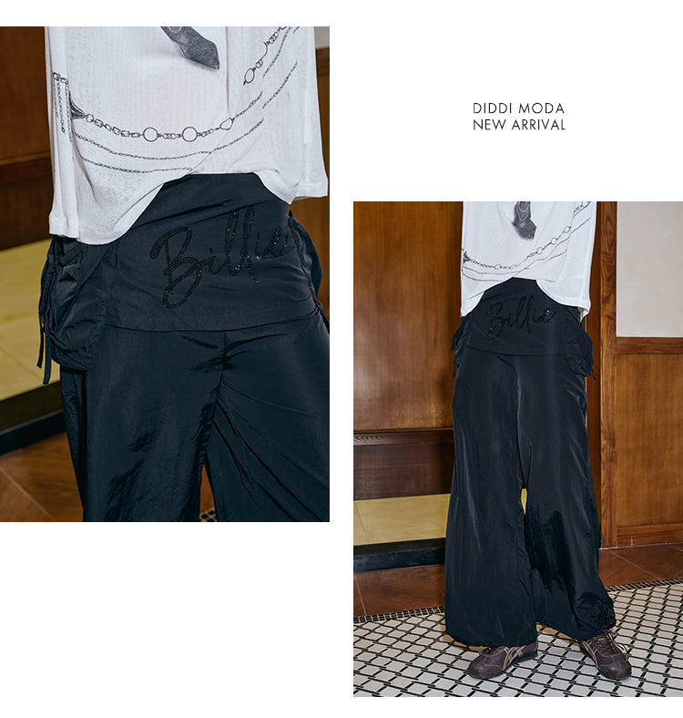 Wide-Leg Overlay Pants With Utility Pockets