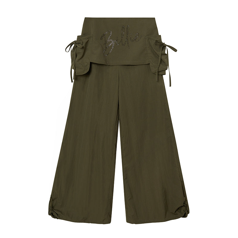 Wide-Leg Overlay Pants With Utility Pockets