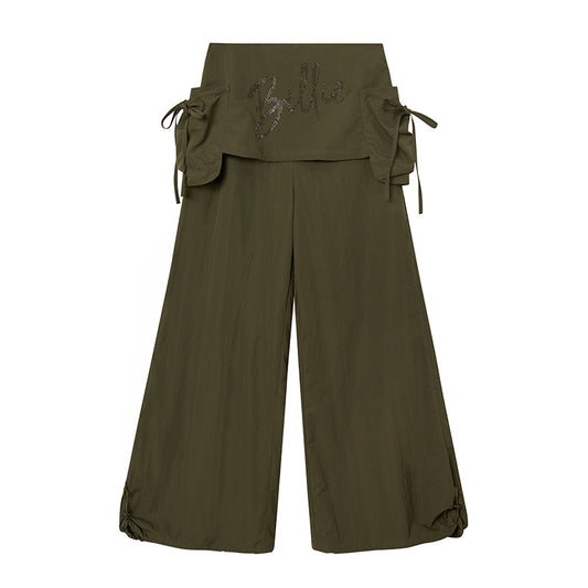 Wide-Leg Overlay Pants With Utility Pockets