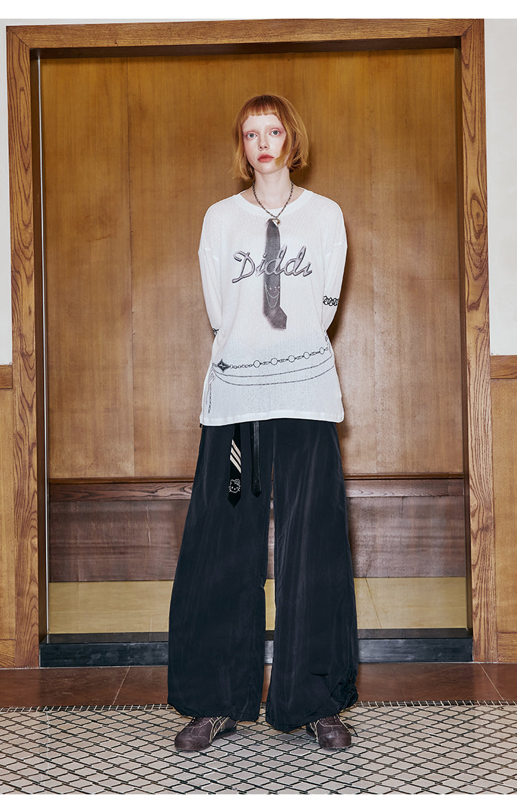 Wide-Leg Overlay Pants With Utility Pockets