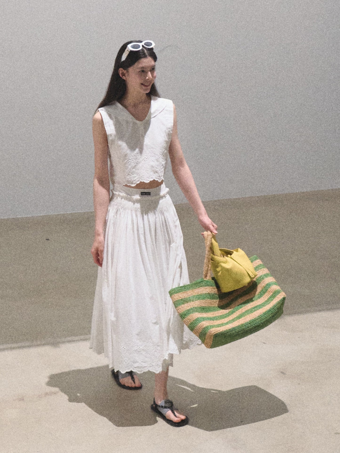 Sailor Collar Crop Shirt & Gathered Skirt