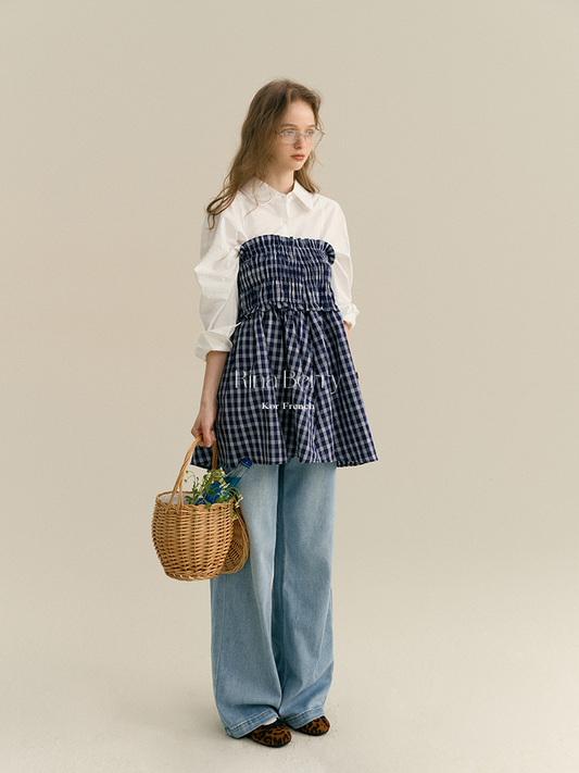 Smocked Check Convertible Skirt/Top