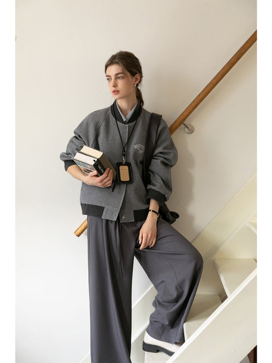 Two-Tone Embroidered Varsity Jacket