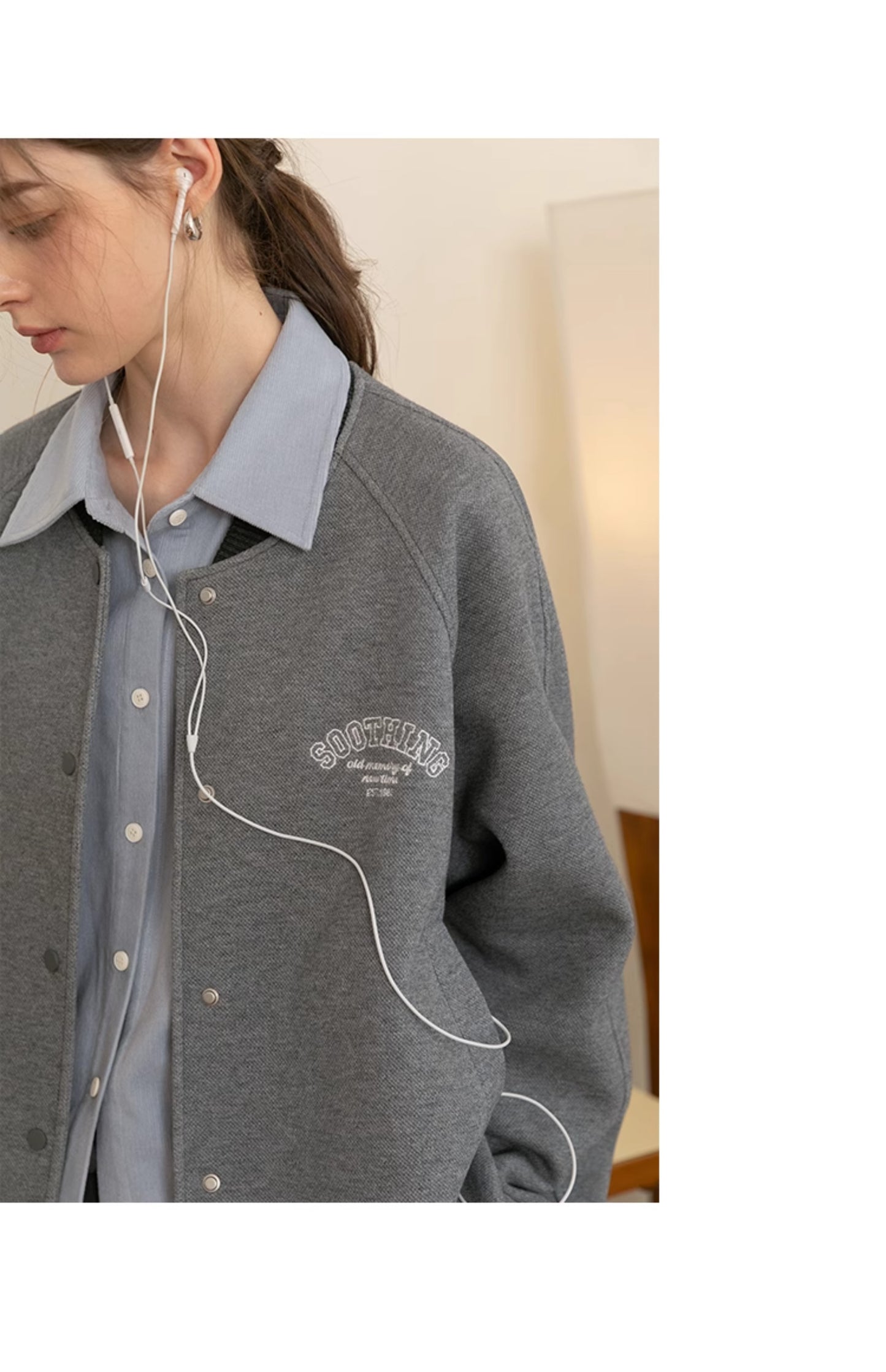 Two-Tone Embroidered Varsity Jacket