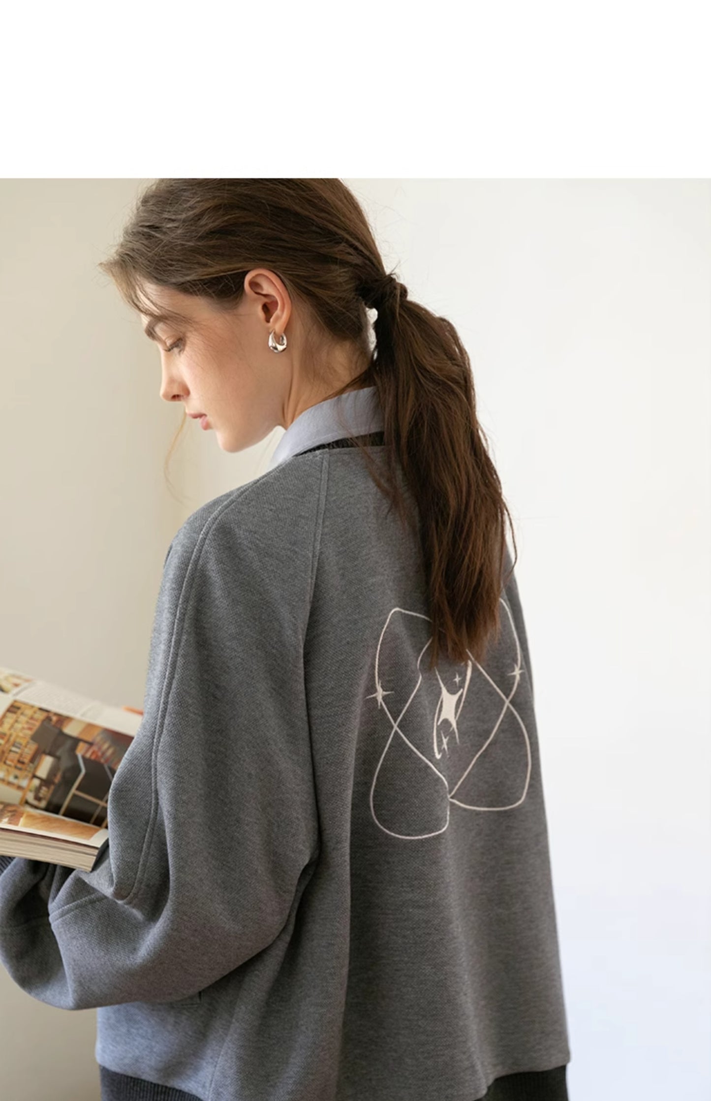 Two-Tone Embroidered Varsity Jacket
