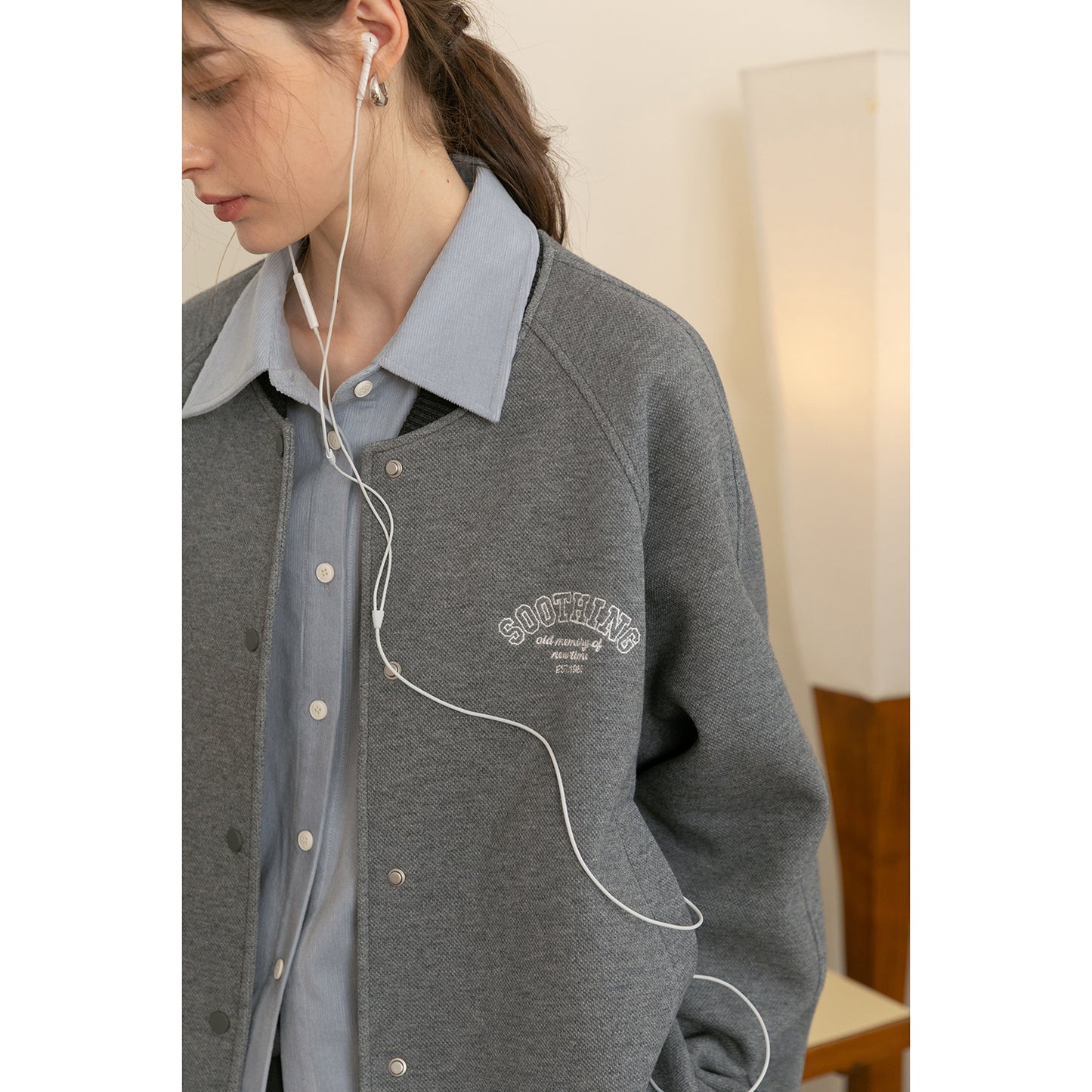 Two-Tone Embroidered Varsity Jacket