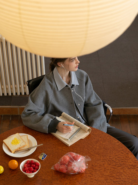 Two-Tone Embroidered Varsity Jacket