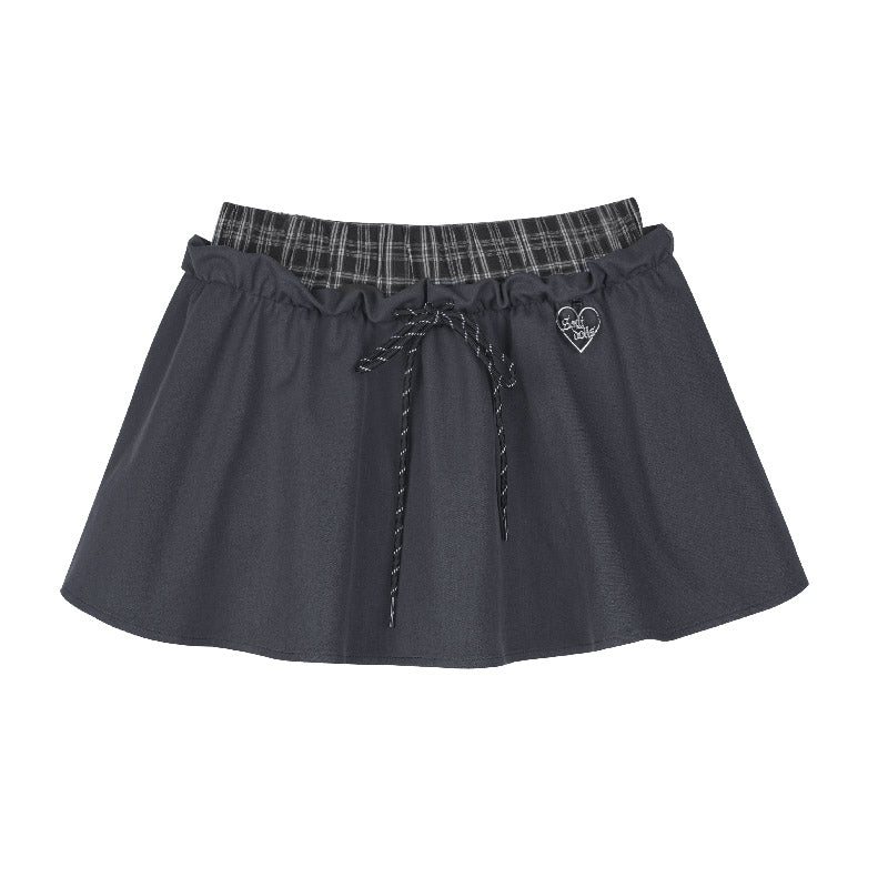 Plaid Double-Waist Flare Micro Mini Skirt