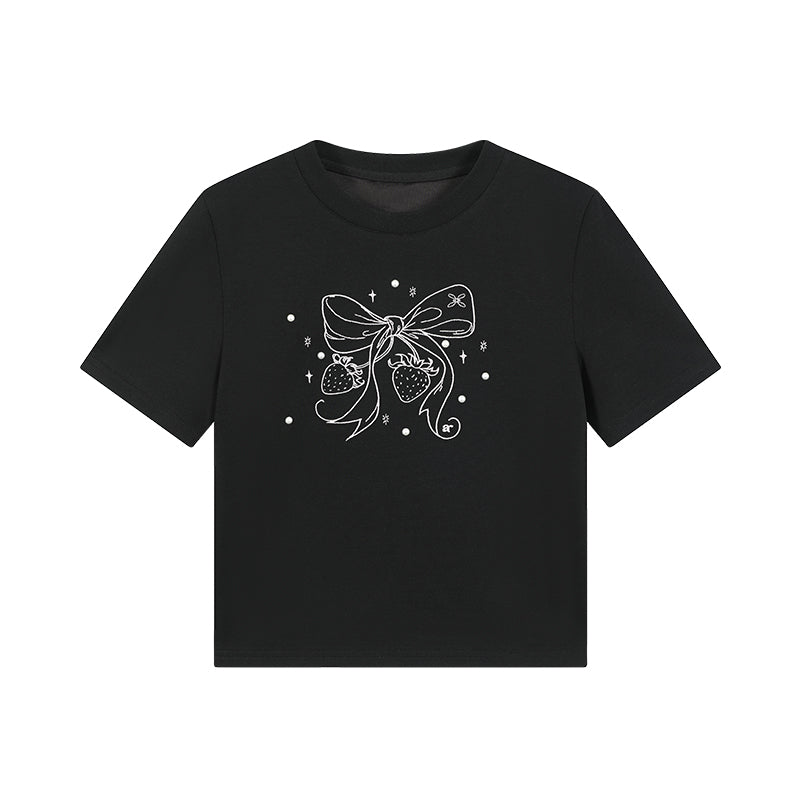Beaded Bow-Printed T-Shirt