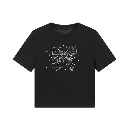 Beaded Bow-Printed T-Shirt