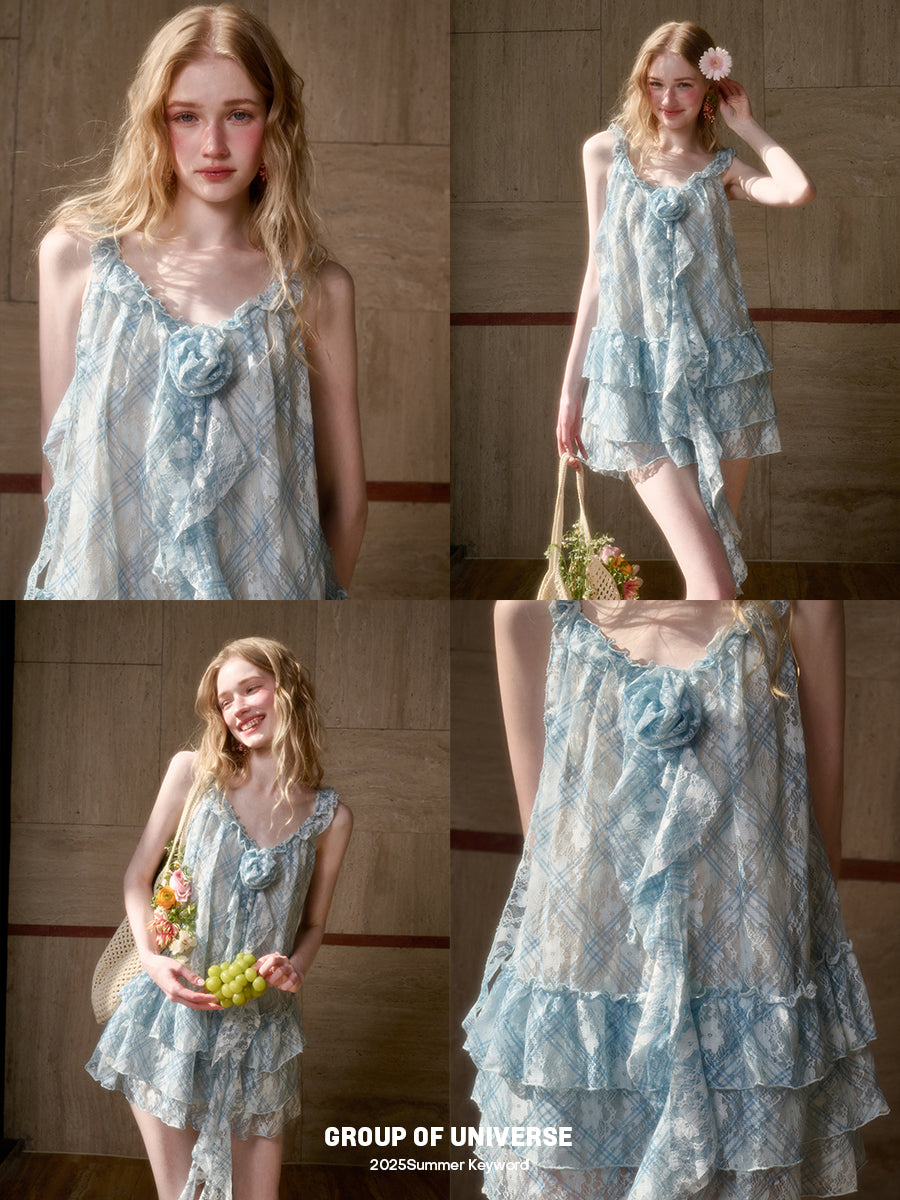 Sheer Floral Ruffle Mini Dress
