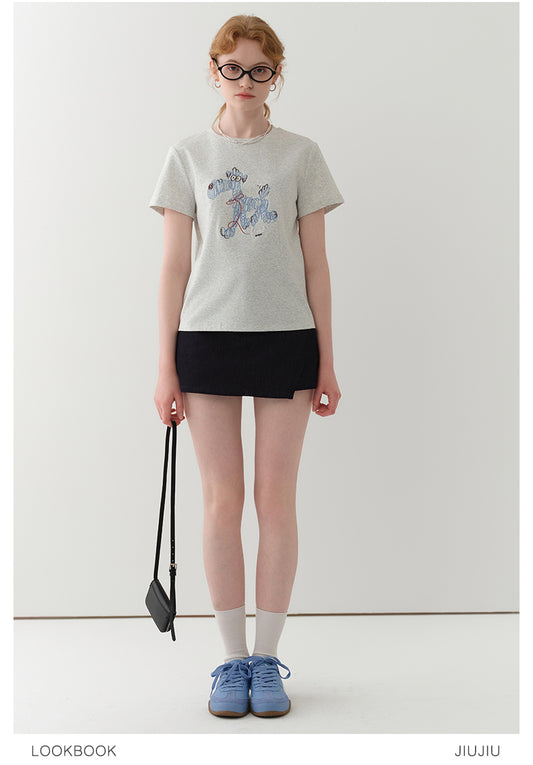 Asymmetric Overlap Mini Skirt