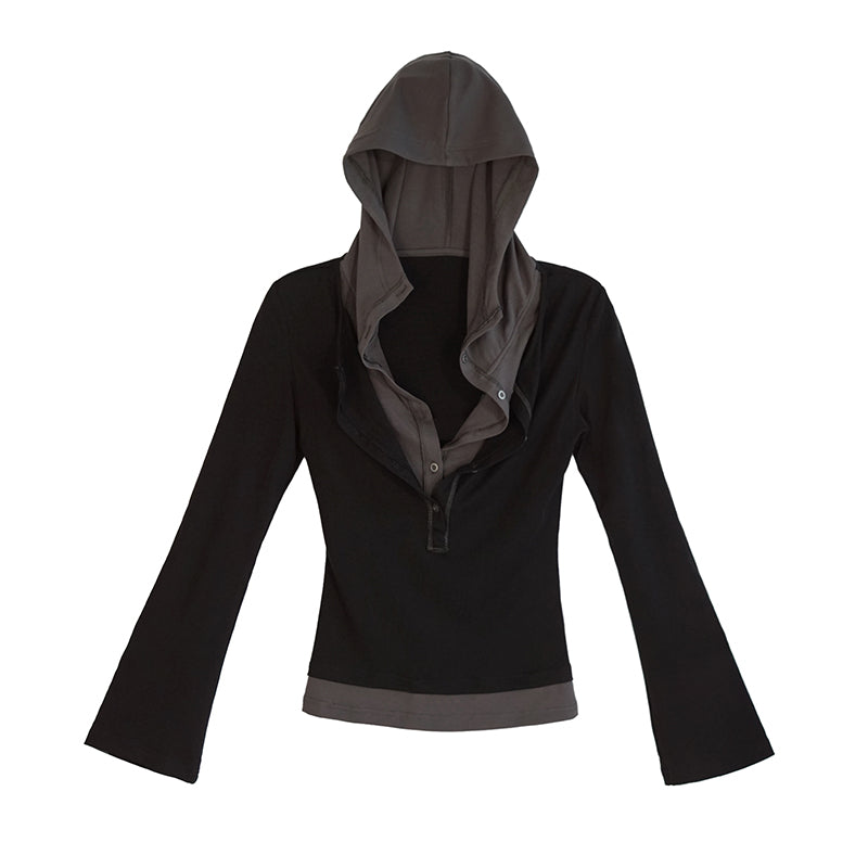 Punk Style Layered Hoodie Tee