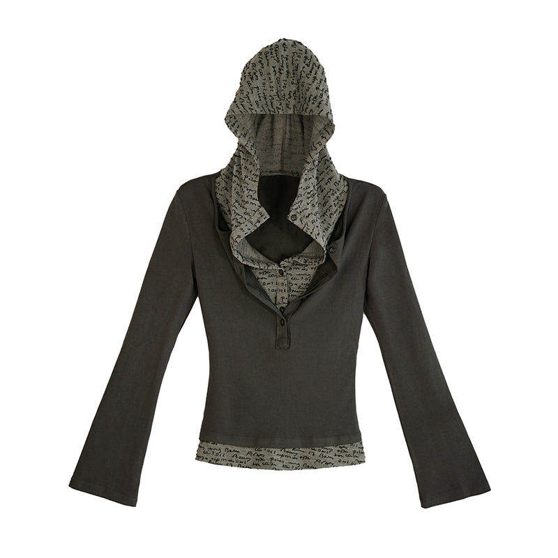 Punk Style Layered Hoodie Tee
