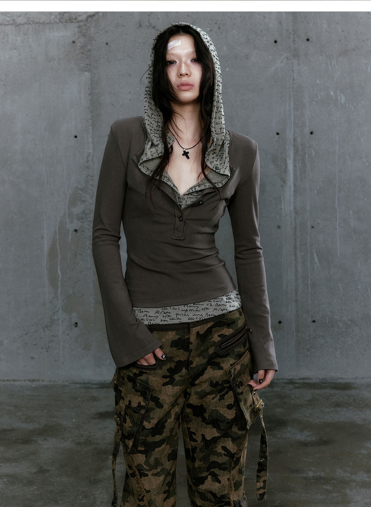 Punk Style Layered Hoodie Tee