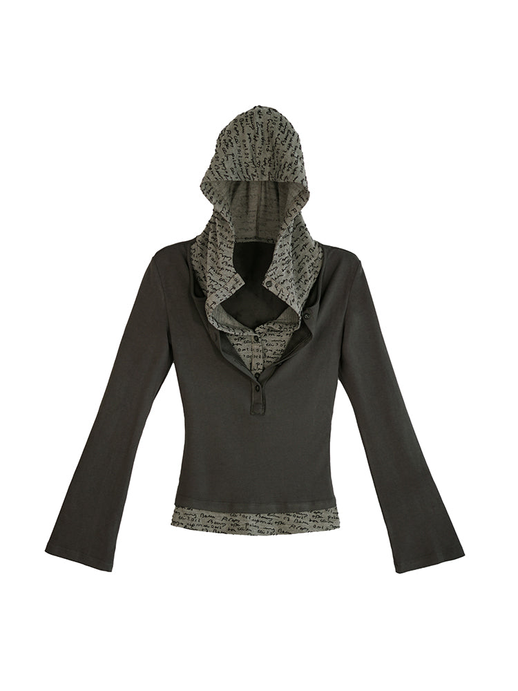 Punk Style Layered Hoodie Tee