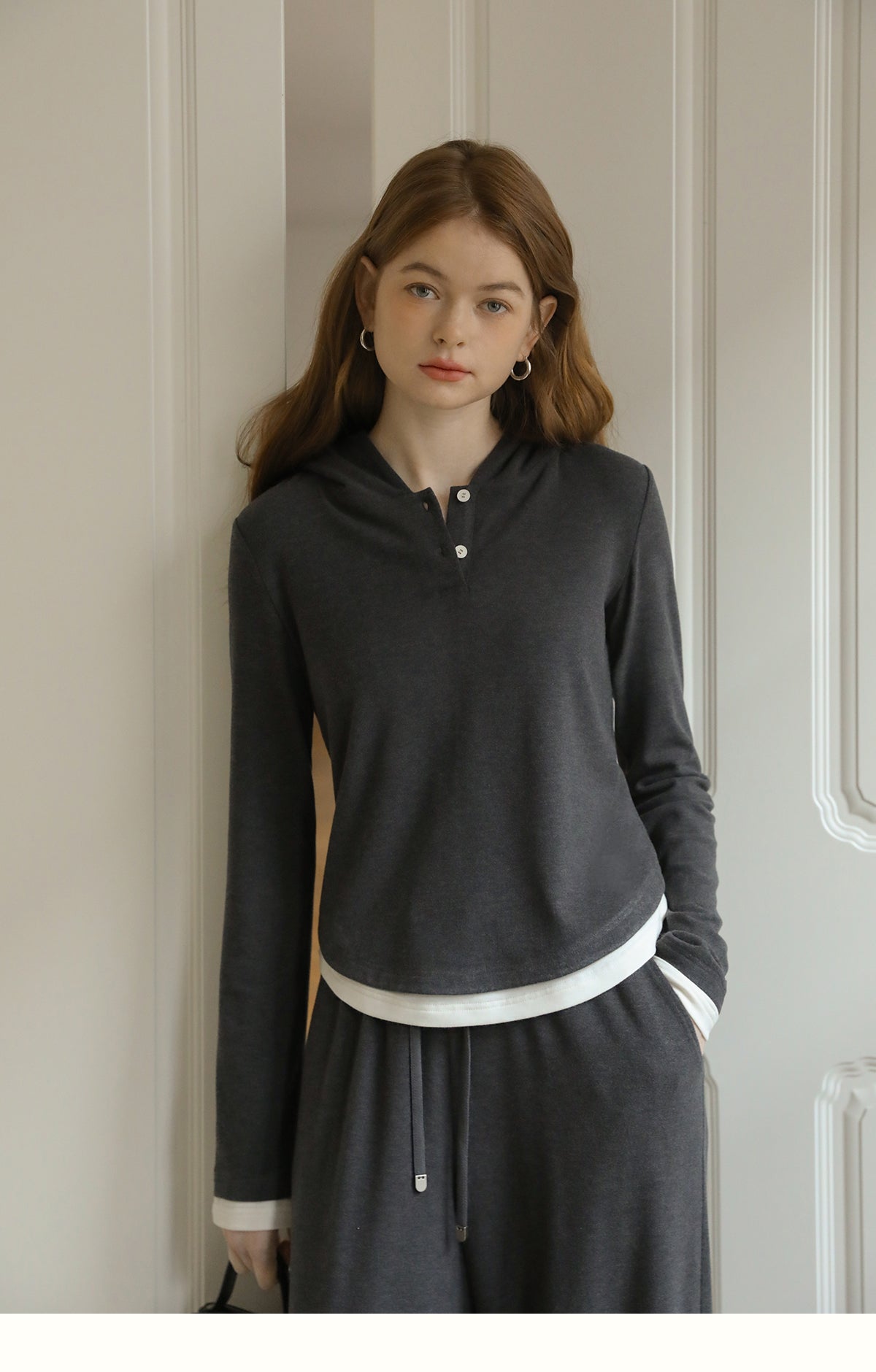 Slim Fit Layered-Look Knit Hoodie & Matching Pants
