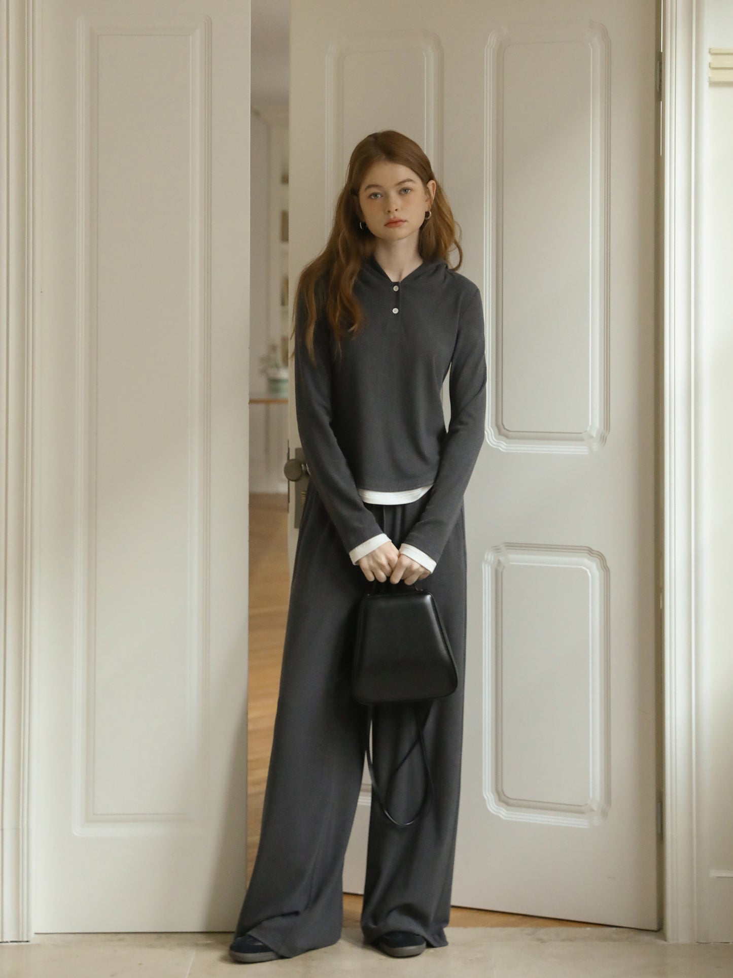 Slim Fit Layered-Look Knit Hoodie & Matching Pants