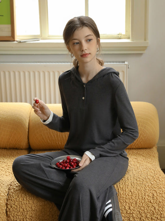 Slim Fit Layered-Look Knit Hoodie & Matching Pants