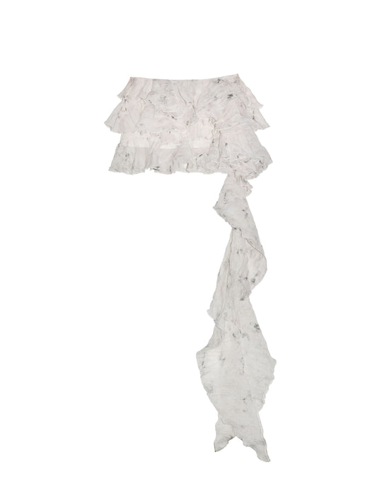Ruffled Asymmetrical Airy Sheer Skirt