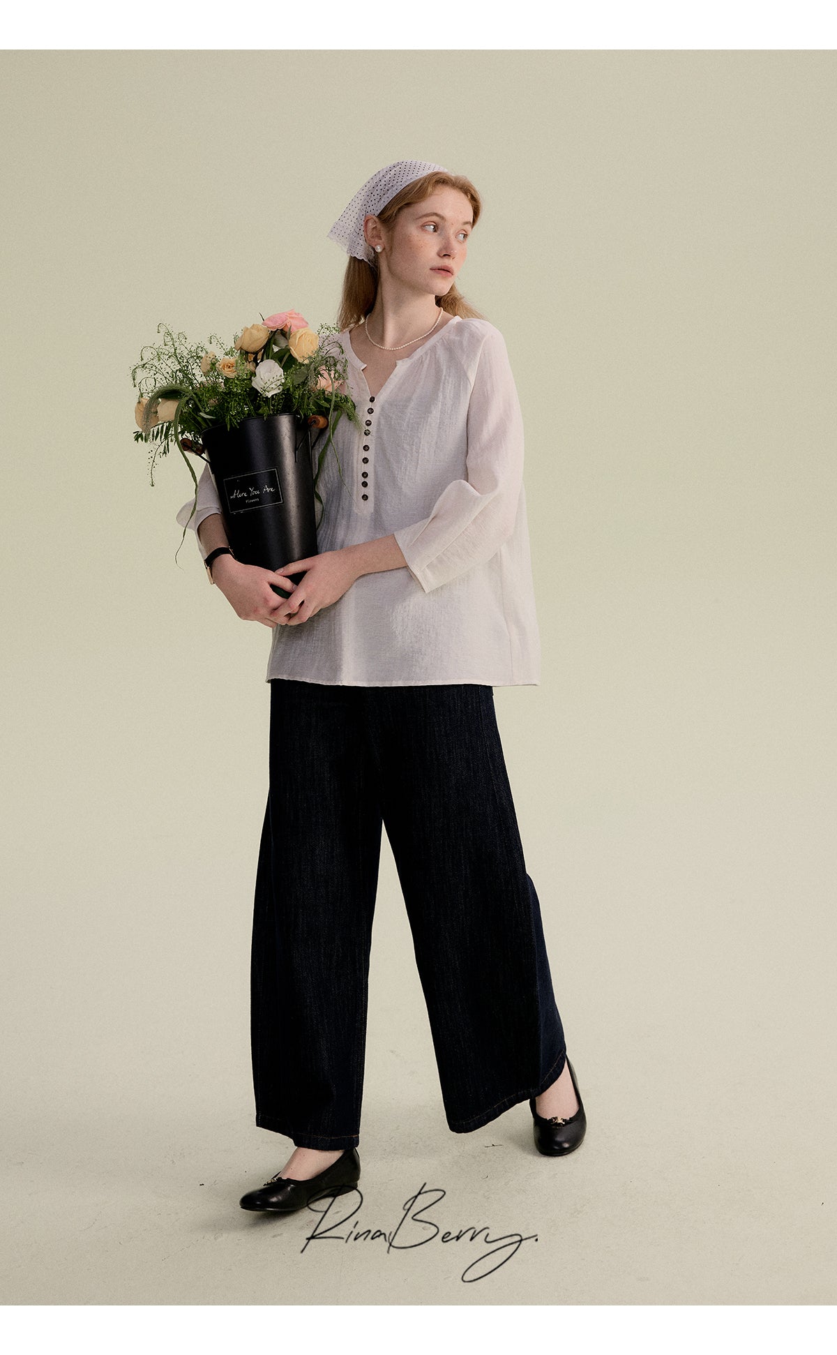 Washed Pure Cotton Wide-Leg Jeans