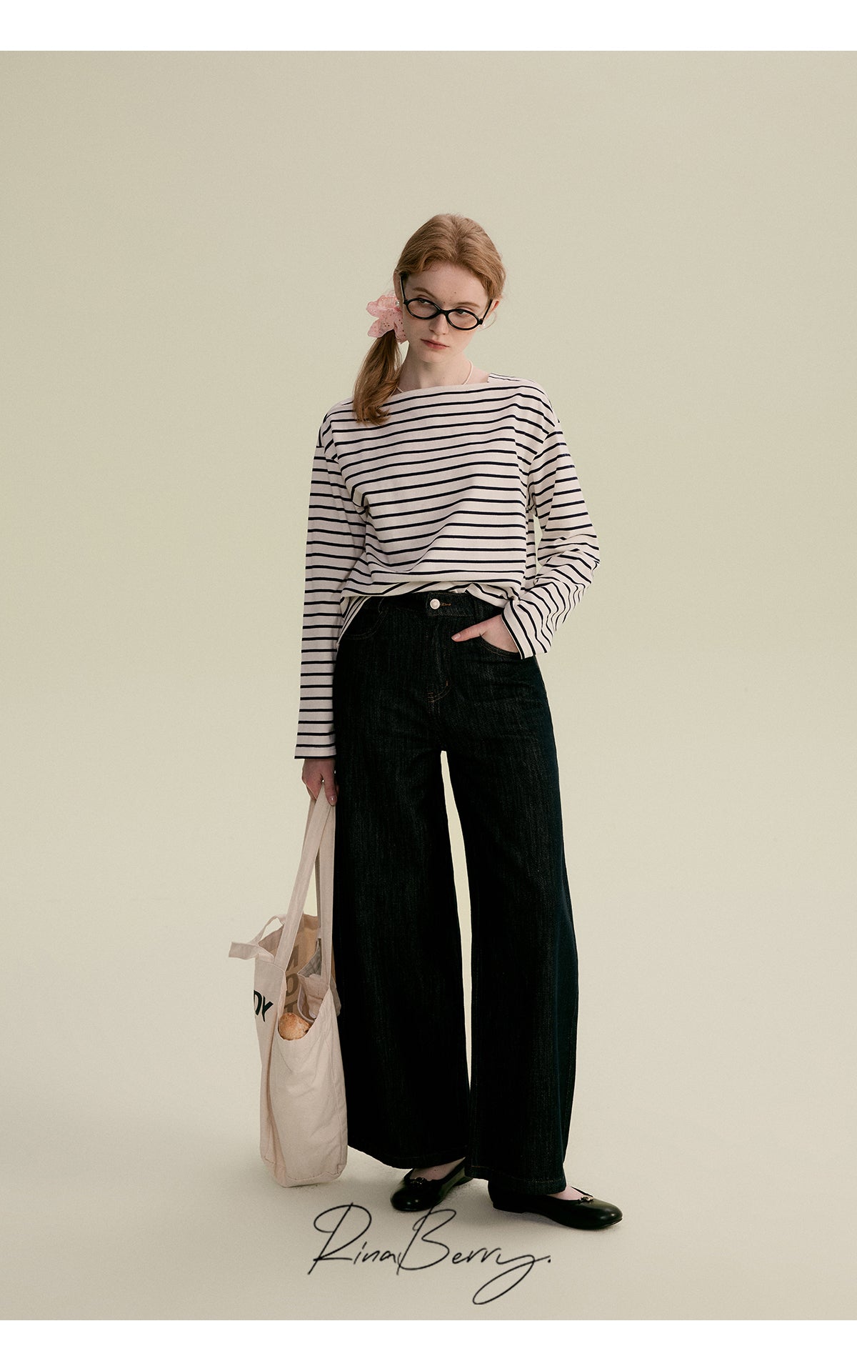 Washed Pure Cotton Wide-Leg Jeans