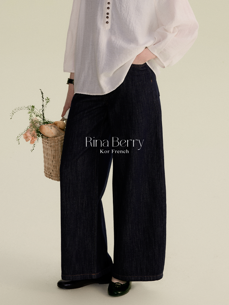 Washed Pure Cotton Wide-Leg Jeans