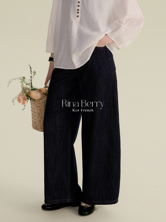 Washed Pure Cotton Wide-Leg Jeans