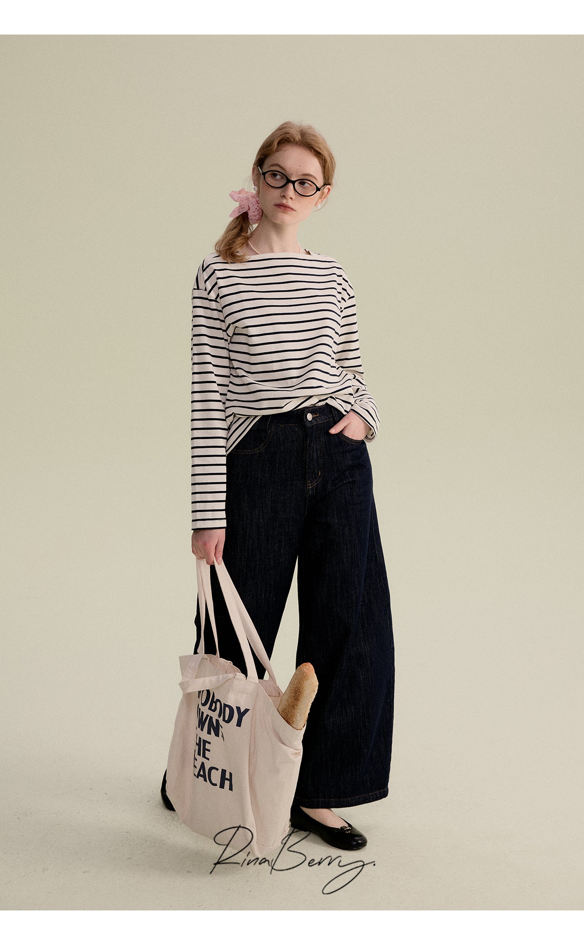 Washed Pure Cotton Wide-Leg Jeans