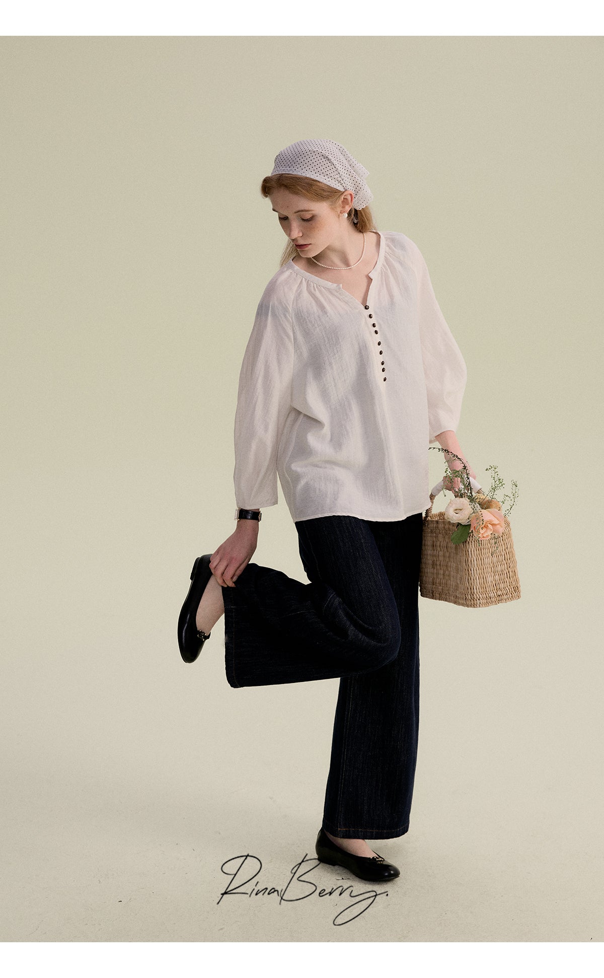 Washed Pure Cotton Wide-Leg Jeans