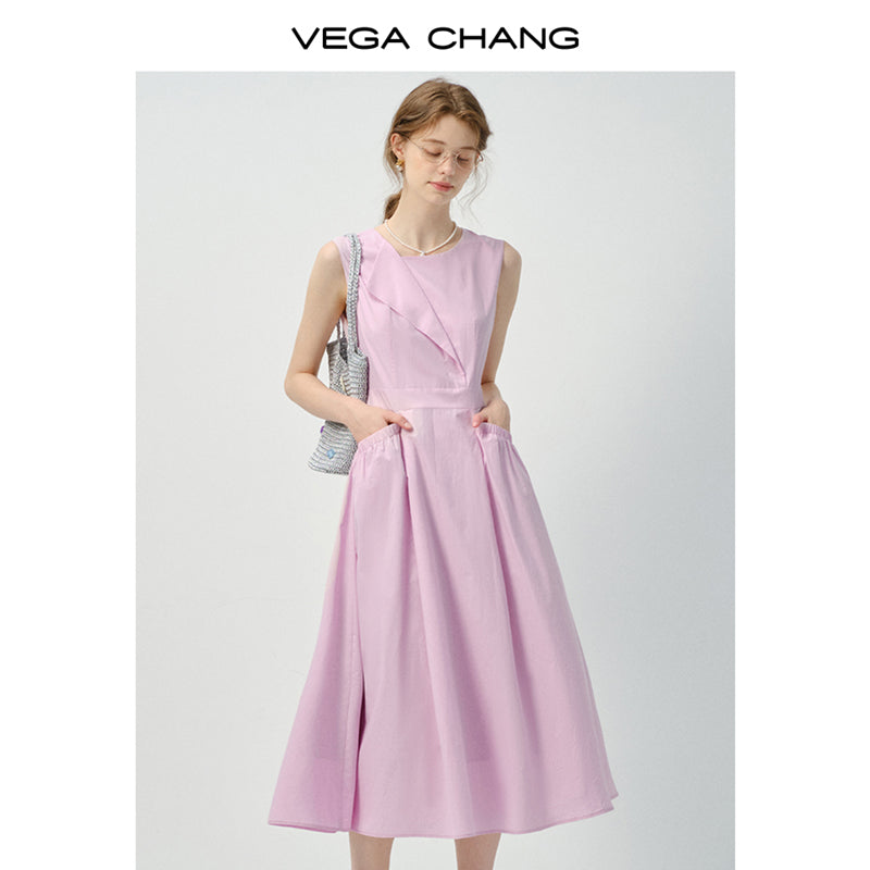 Sleeveless Dress With Fold Detail