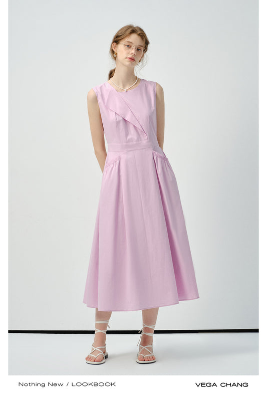 Sleeveless Dress With Fold Detail