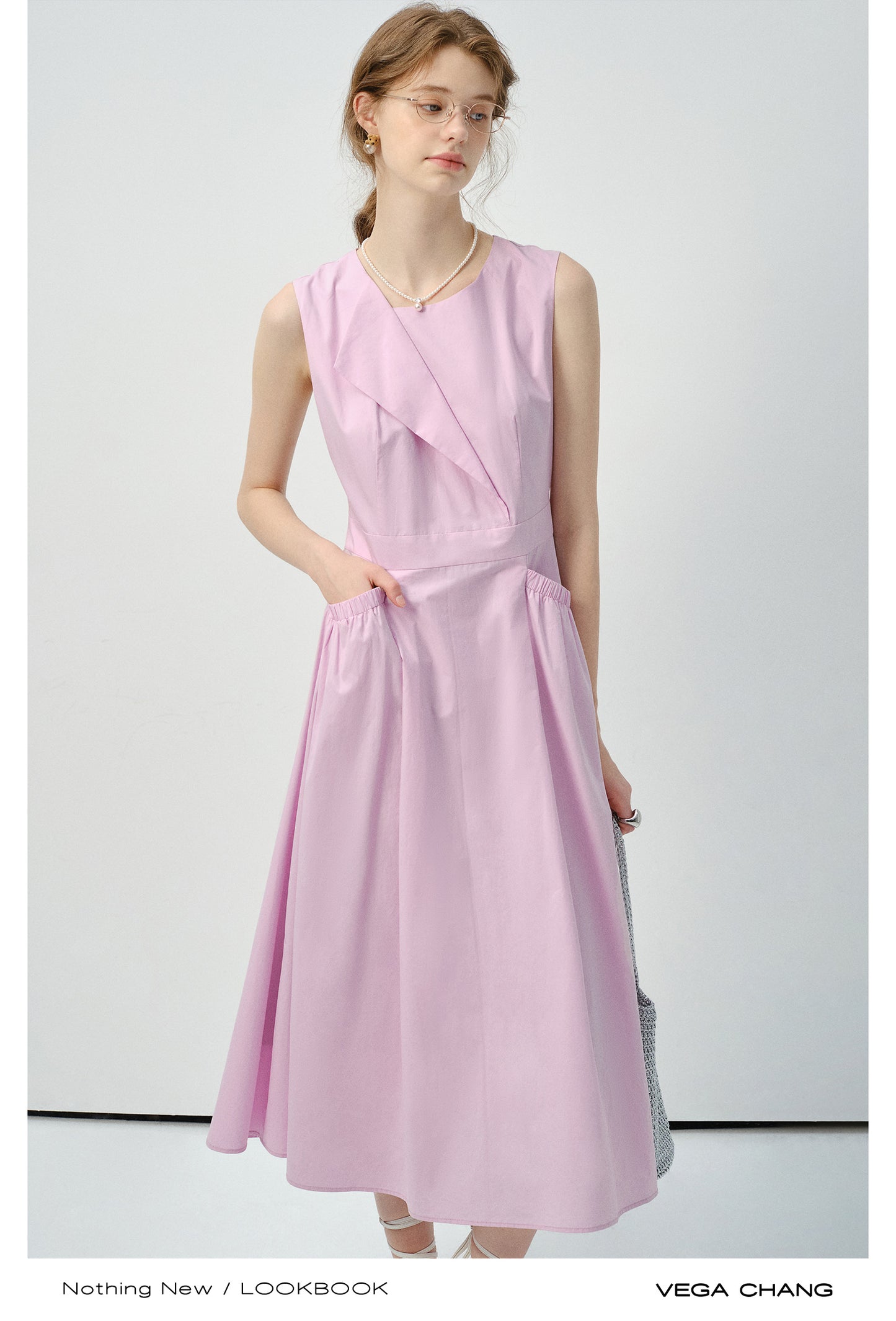 Sleeveless Dress With Fold Detail