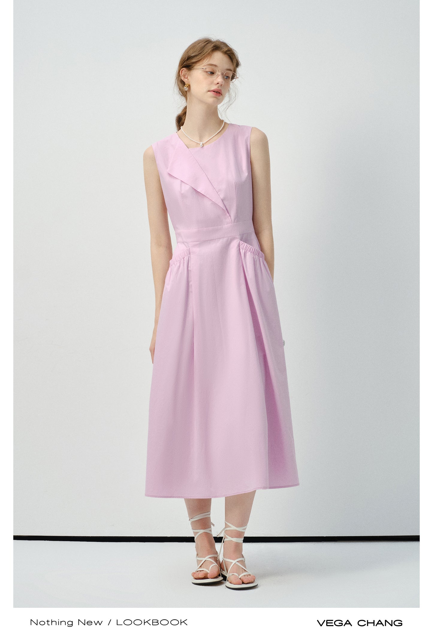 Sleeveless Dress With Fold Detail