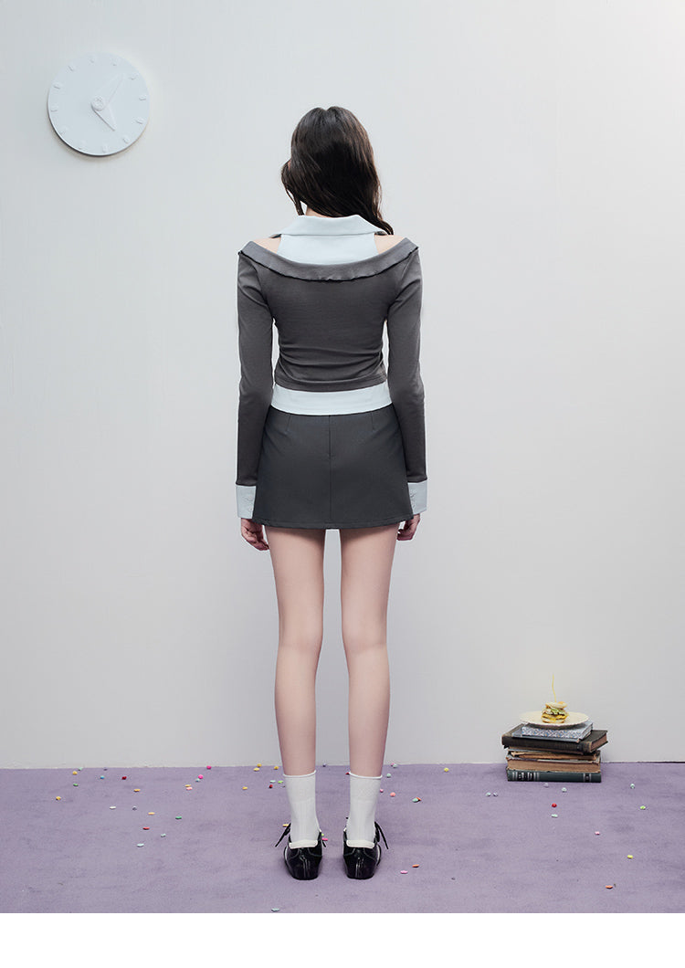 Crisp-Collar Faux-Layered Top