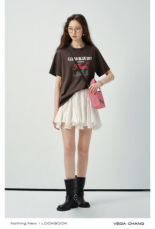 Textured High-Waist Asymmetric Skirt