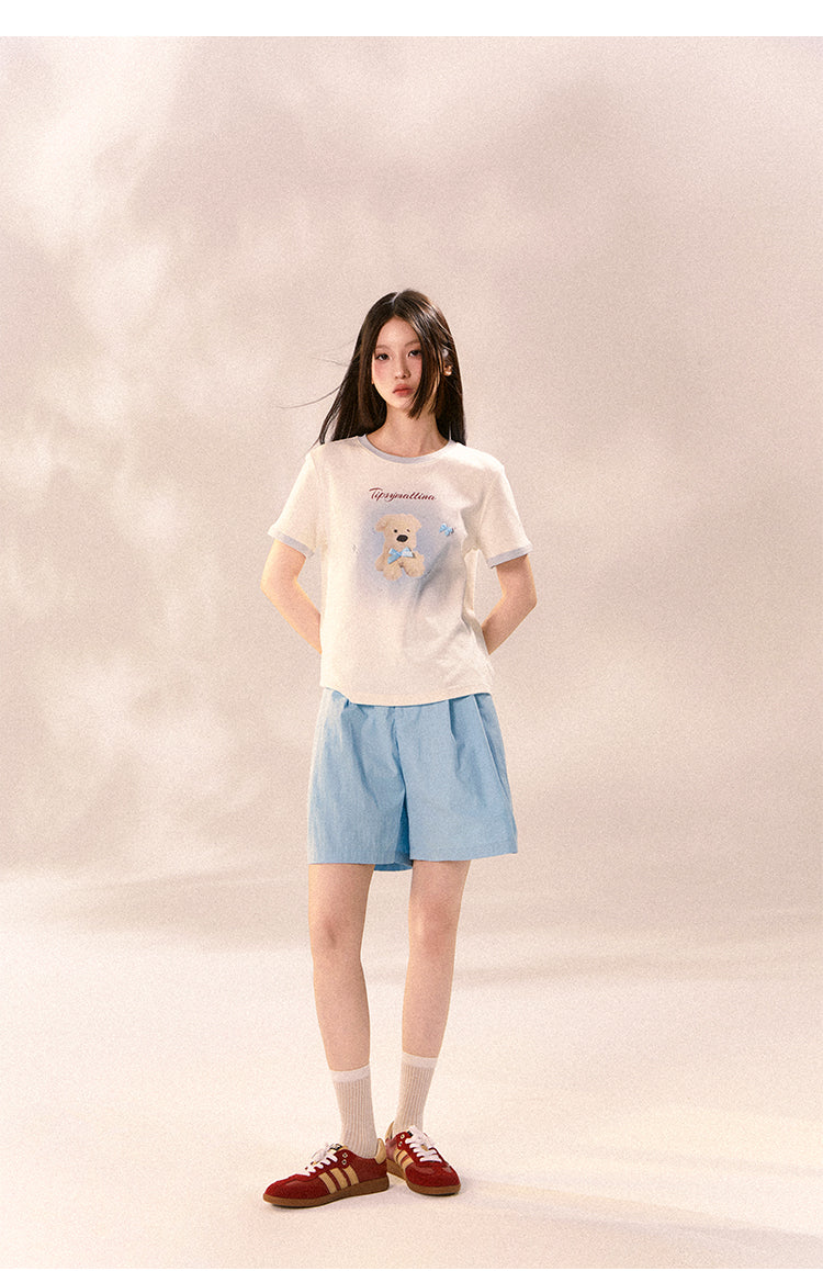 Plushy Dog Print Cotton T-Shirt