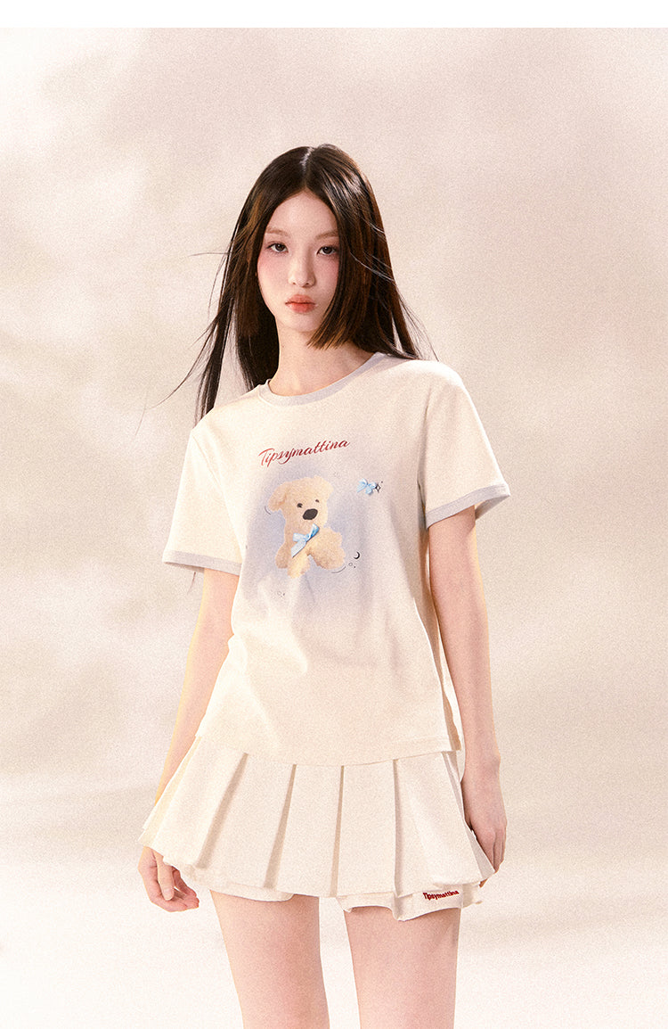 Plushy Dog Print Cotton T-Shirt