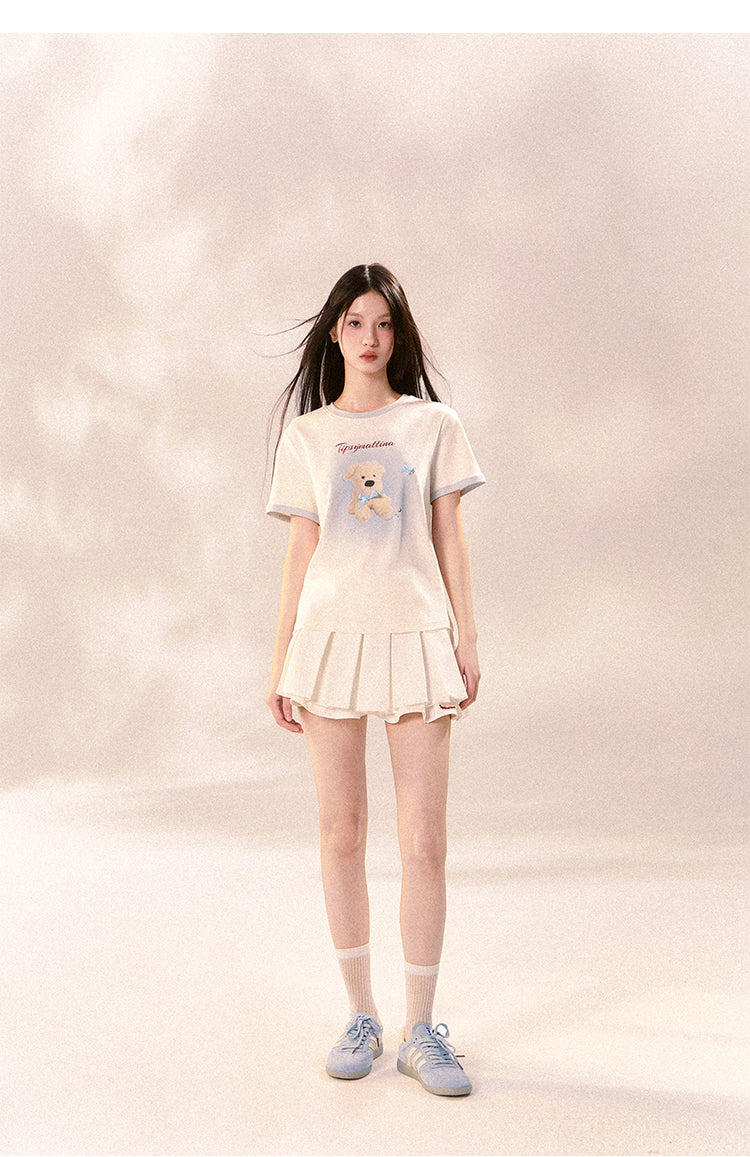 Plushy Dog Print Cotton T-Shirt