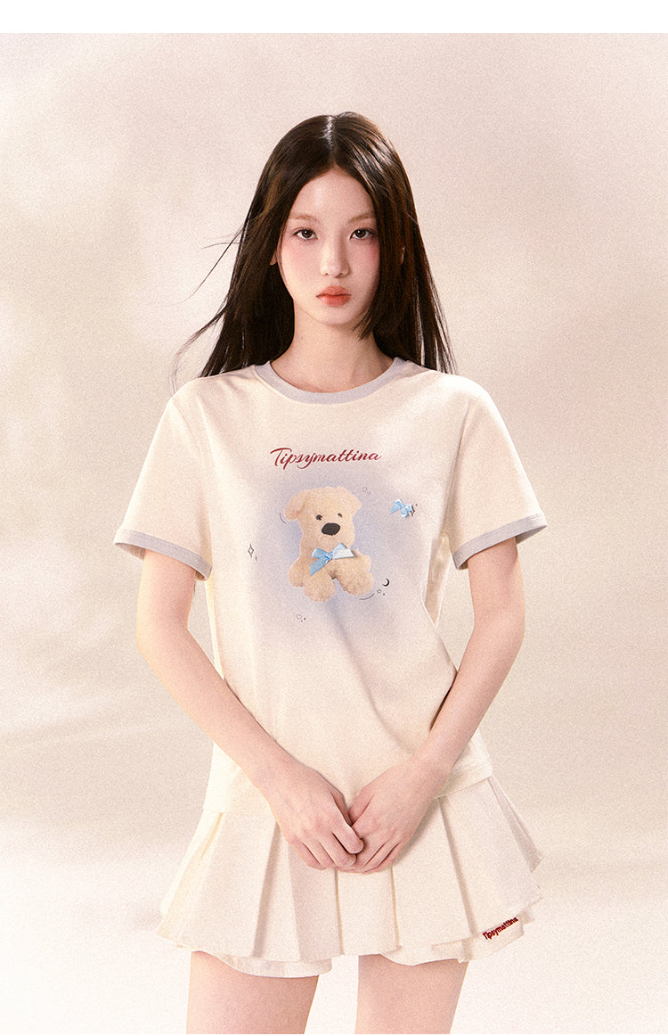 Plushy Dog Print Cotton T-Shirt