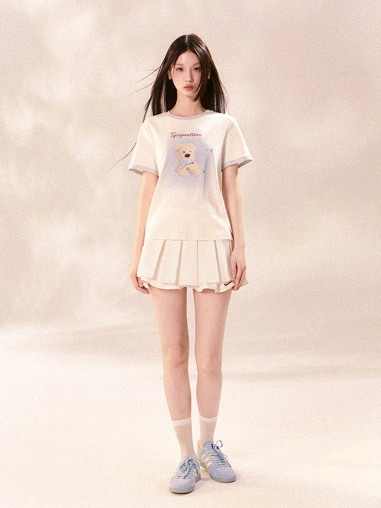 Plushy Dog Print Cotton T-Shirt