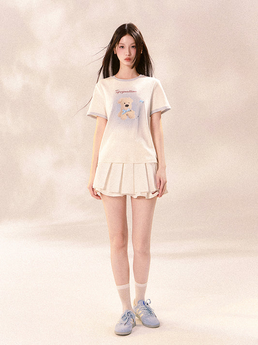 Plushy Dog Print Cotton T-Shirt