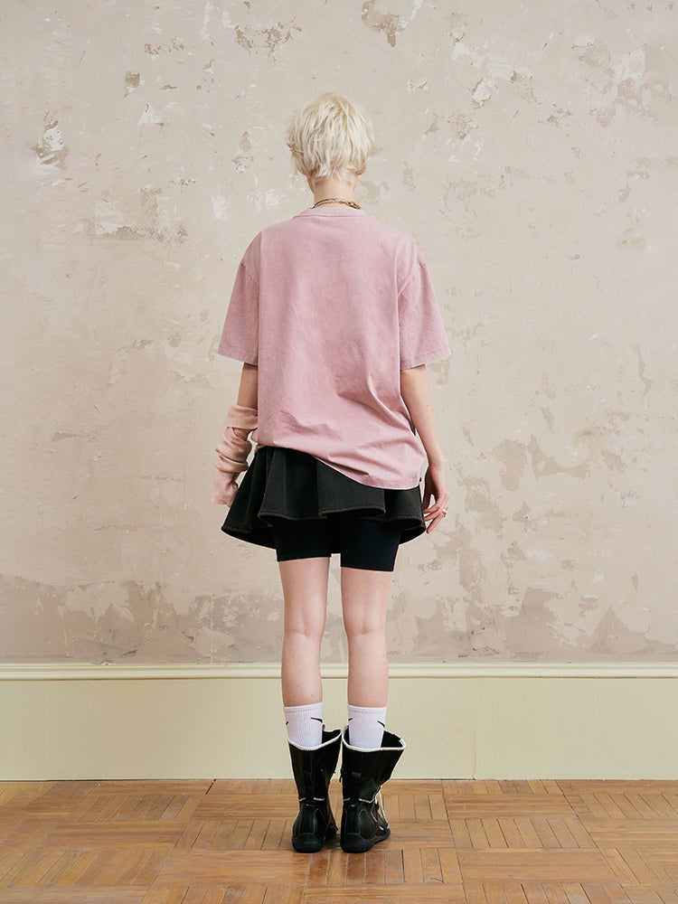 Swallow-Print Washed Cotton T-Shirt