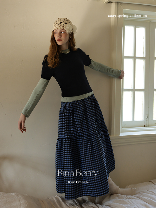 V-Neck Half-Sleeve Cotton Knit Top