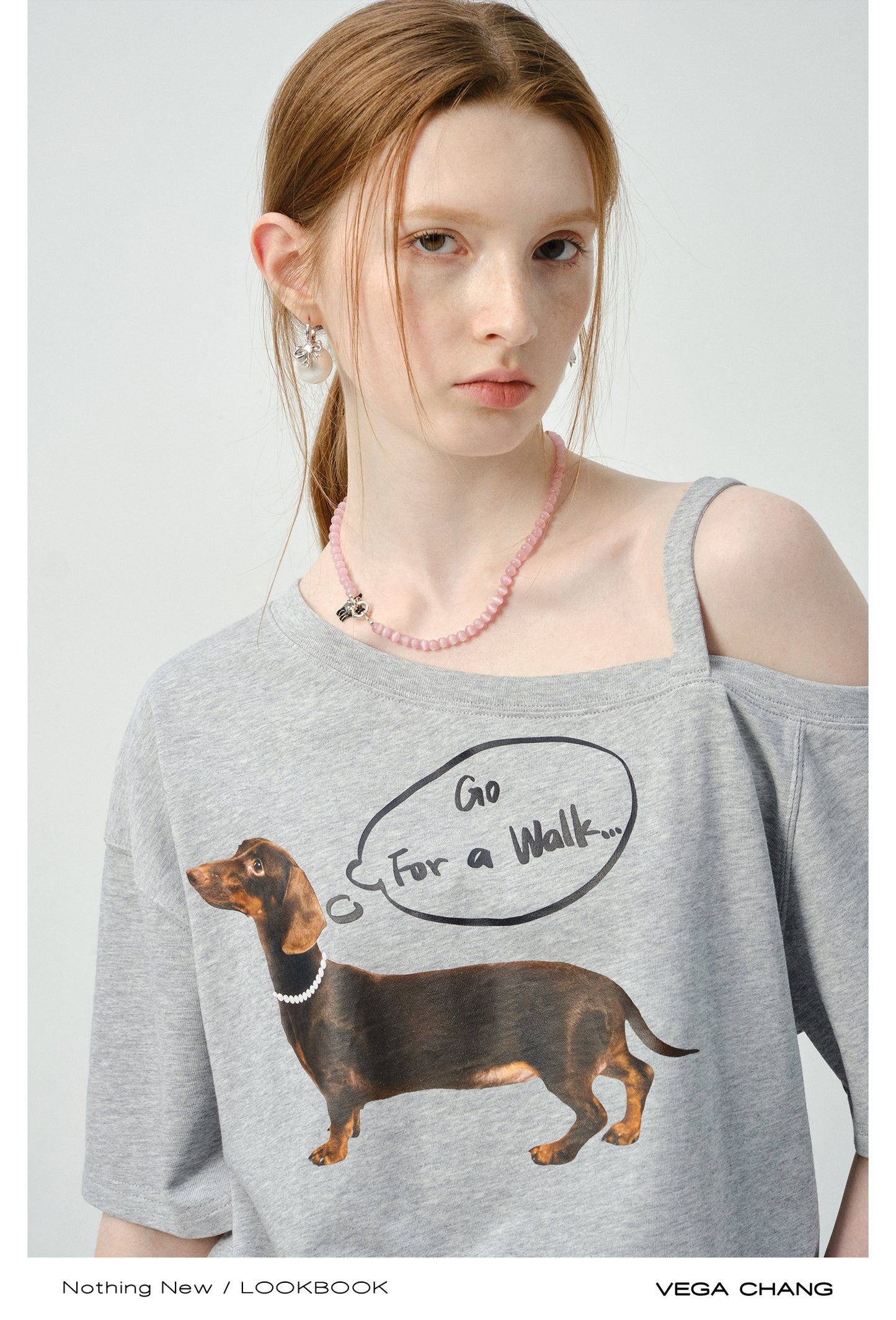 Asymmetric Dog Print T-Shirt With Single Strap