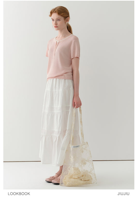 Soft Linen Blend Layered-Look Knit Top