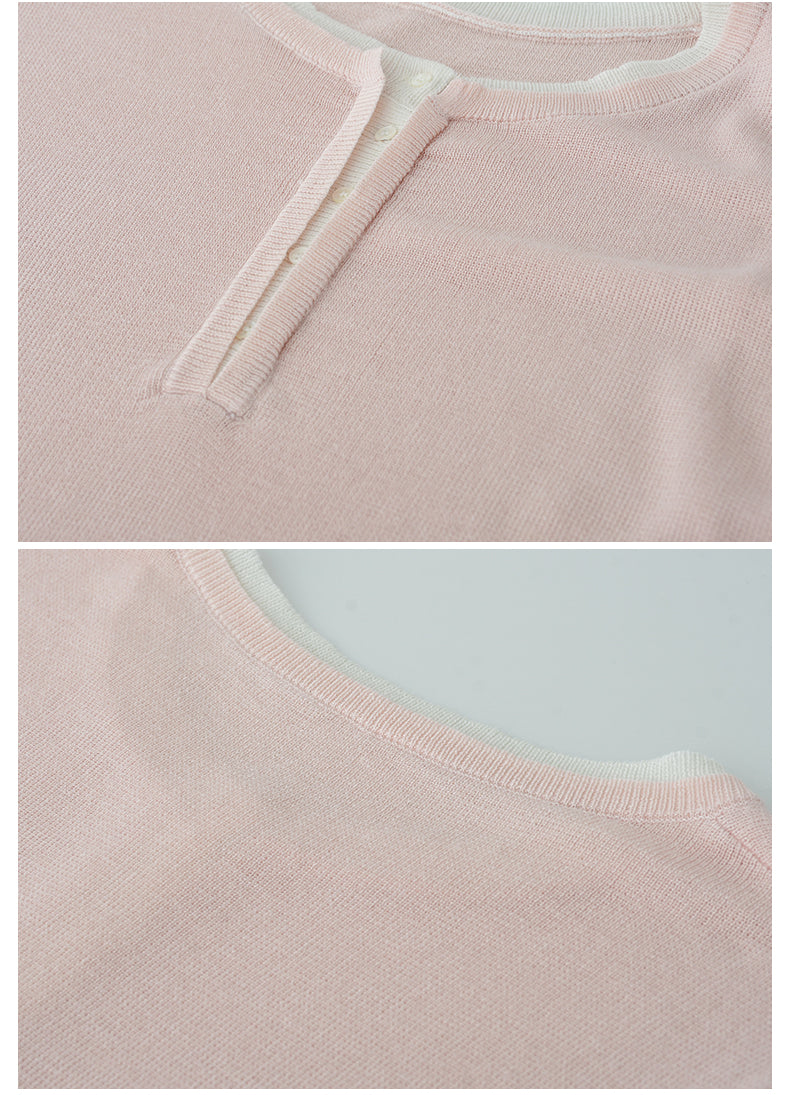 Soft Linen Blend Layered-Look Knit Top