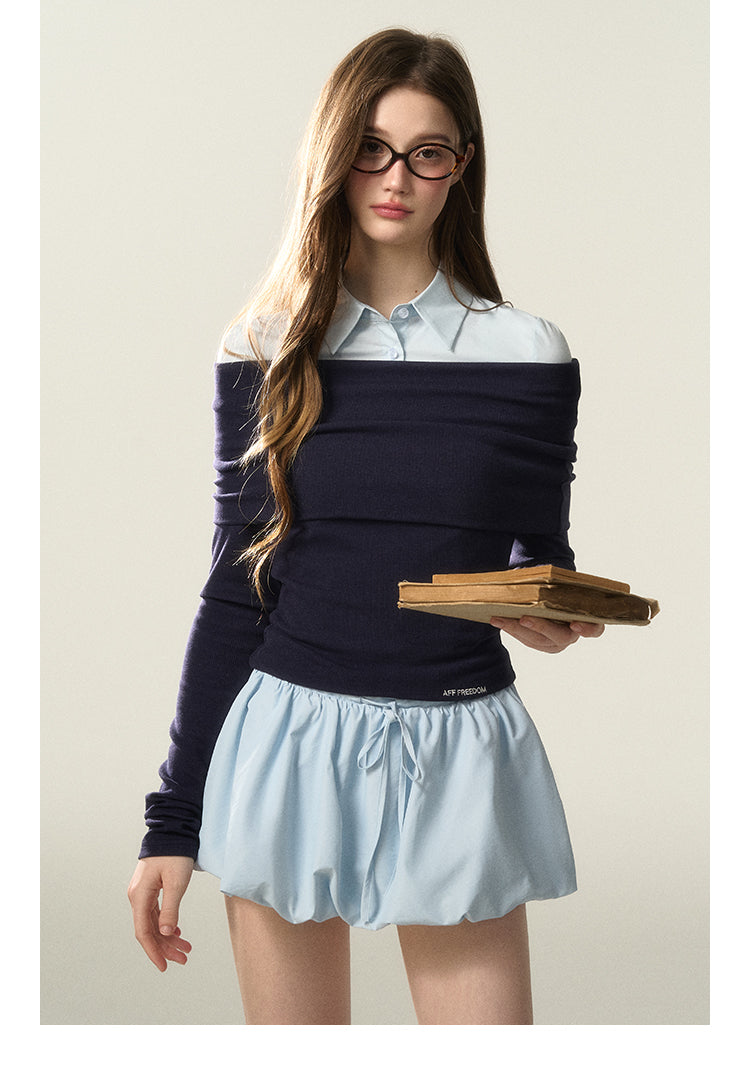 Nylon Balloon Mini Skirt With Insert Shorts