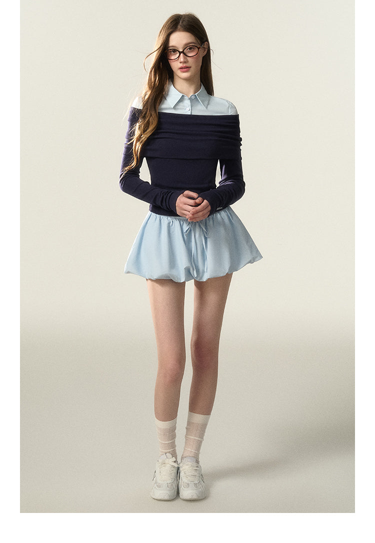 Nylon Balloon Mini Skirt With Insert Shorts