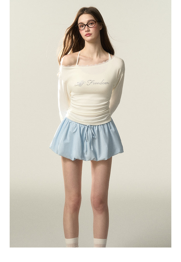 Nylon Balloon Mini Skirt With Insert Shorts